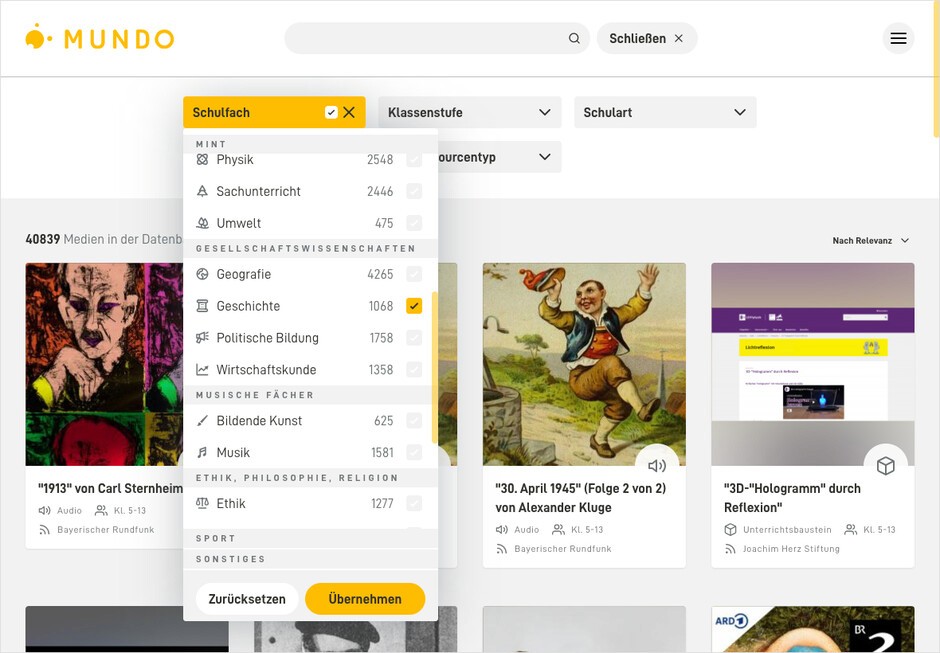 MUNDO – Bildungsmediathek – Website