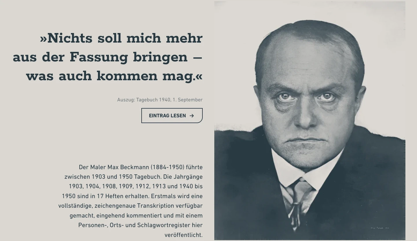 Max Beckmann Tagebücher, Online-Archiv
